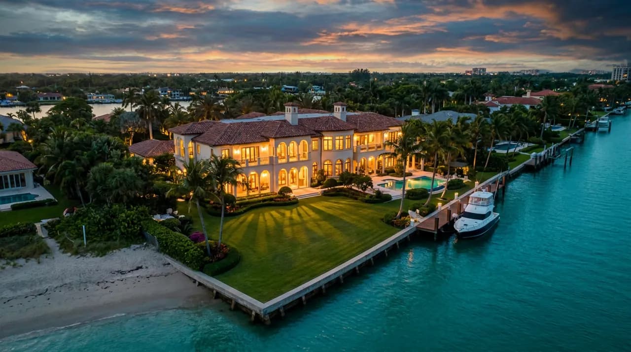 Waterfront lot, Delray Beach, FL — aerial still